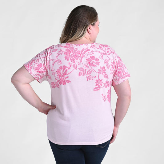 Christopher & Banks Floral Border Print Drop Shoulder Tee