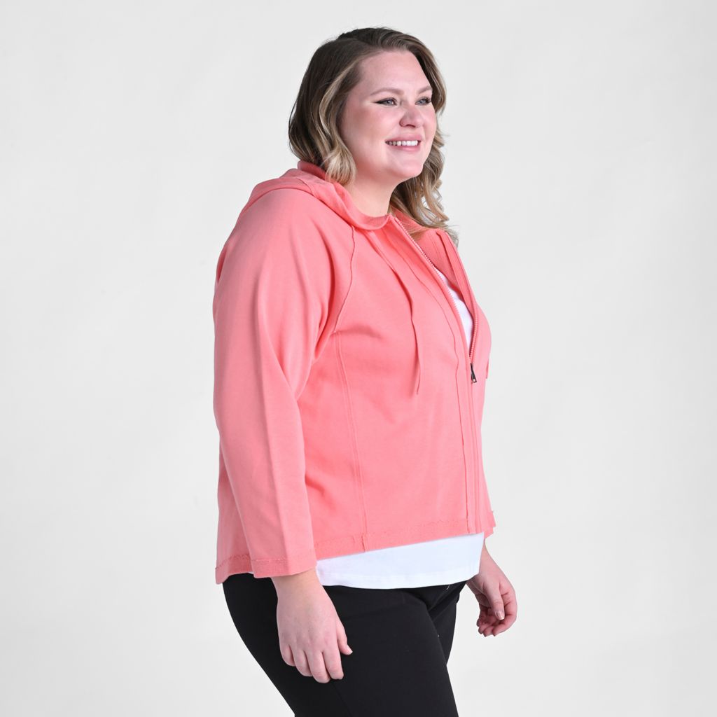 Christopher & Banks Relaxed Restyled French Terry Seamed Zip Up Jacket