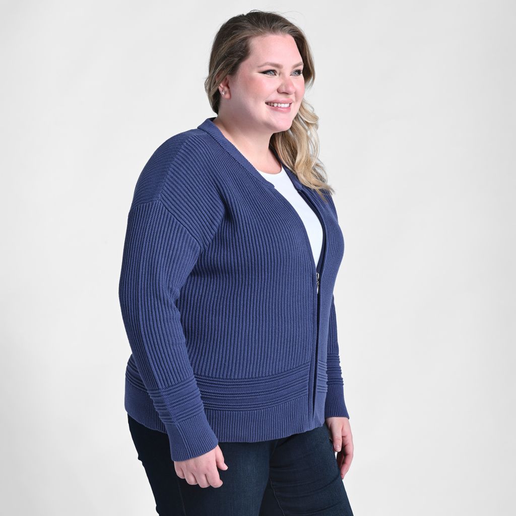 Christopher & Banks Zip Front Long Sleeve Sweater