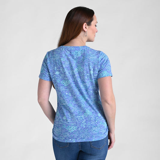 Christopher & Banks Floral Print Side Cinched Short Sleeve Tee