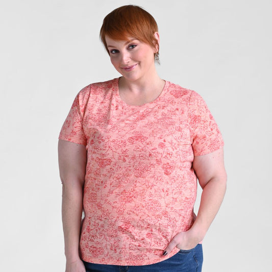 Christopher & Banks Floral Print Side Cinched Short Sleeve Tee