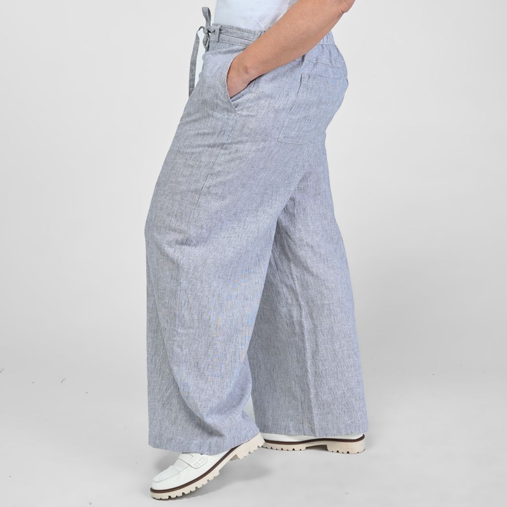 Christopher & Banks Pinstripe Linen Blend Relaxed Pant