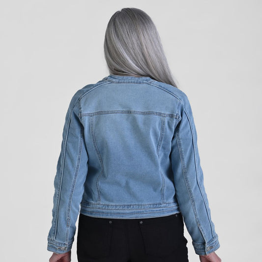 Christopher & Banks Baccini Zip Front Denim Jacket