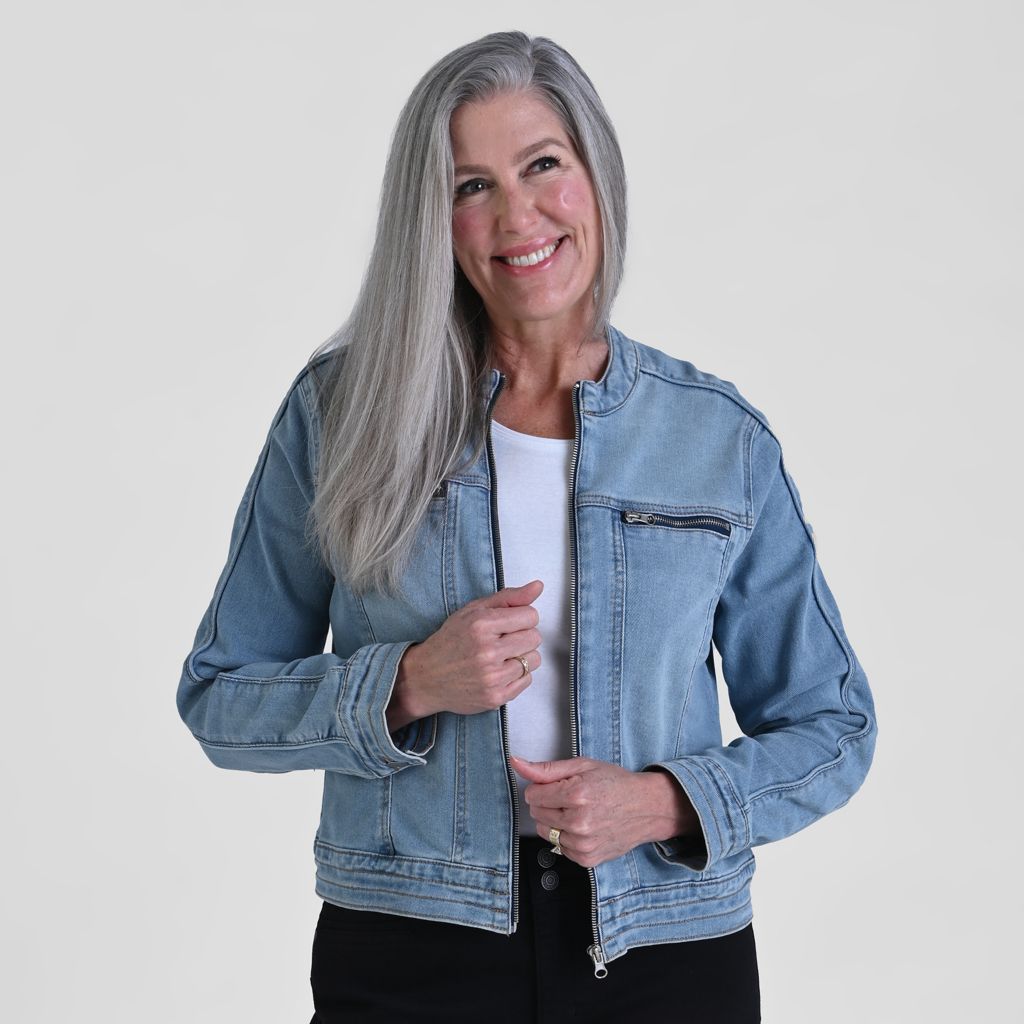 Christopher & Banks Baccini Zip Front Denim Jacket