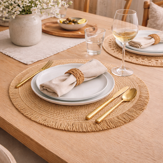 Busa Designs 15" Santorini Straw Fringe Placemats