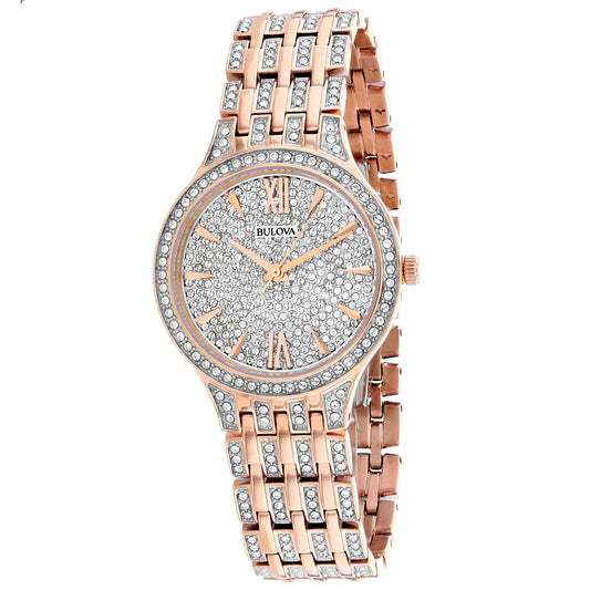 Bulova Women's Phantom 32mm Quartz Crystal Pave Bracelet Watch