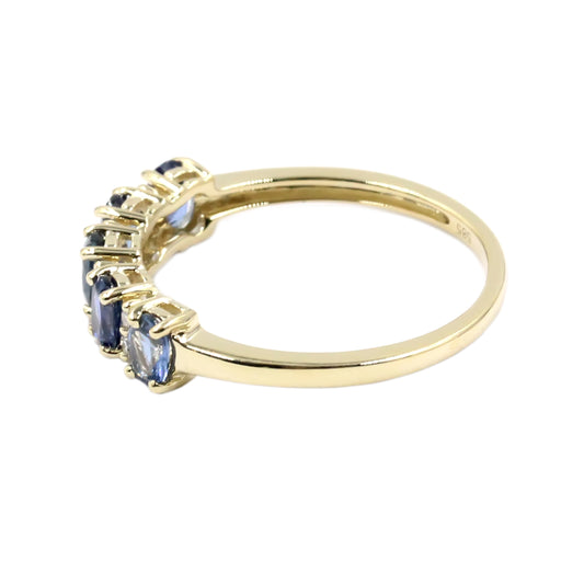 Gilded Lane 14K Gold 5-Stone Ceylon Blue Sapphire & Diamond Band Ring