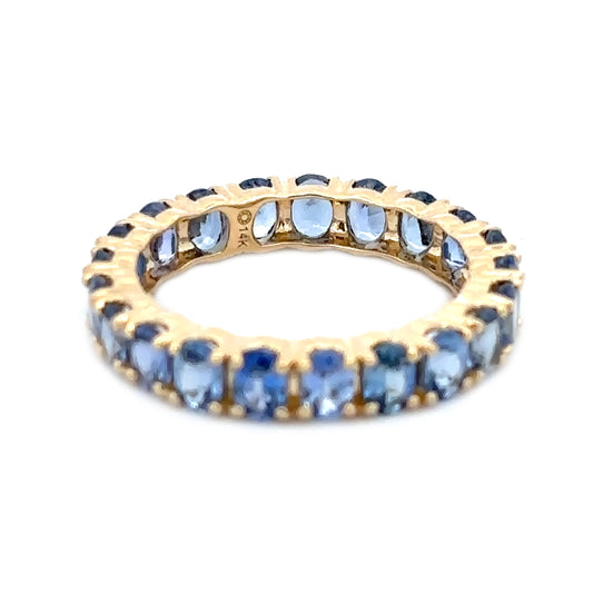 Gilded Lane 14K Gold 4x3mm Ceylon Blue Sapphire Eternity Band Ring
