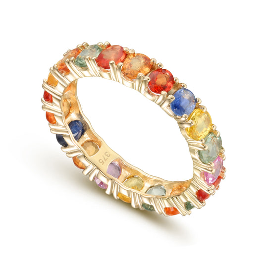 Gilded Lane 14K Gold 4x3mm Multi-Sapphire Eternity Band Ring