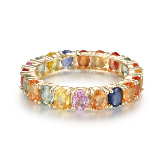 Gilded Lane 14K Gold 4x3mm Multi-Sapphire Eternity Band Ring