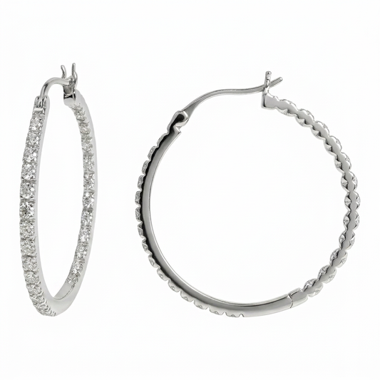 10K Gold 0.50ctw Diamond Inside-Out Hoop Earrings