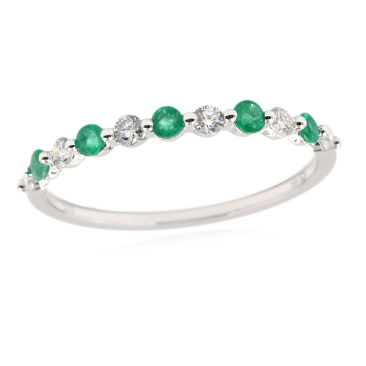 Gilded Lane 14K Gold Zambian Emerald & Diamond Alternating Stack Ring