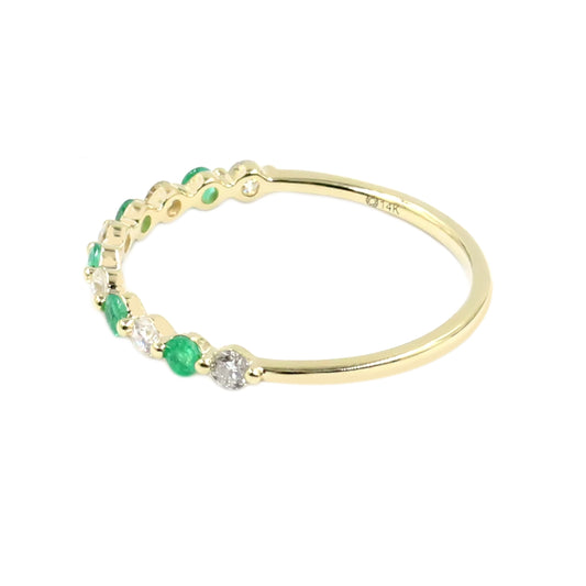 Gilded Lane 14K Gold Zambian Emerald & Diamond Alternating Stack Ring