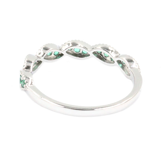 Gilded Lane 14K Gold Zambian Emerald Milgrain Twisted Stack Ring