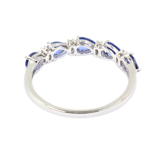 Gilded Lane 14K Gold 5-Stone Pear-Shaped Ceylon Blue Sapphire & Diamond Ring