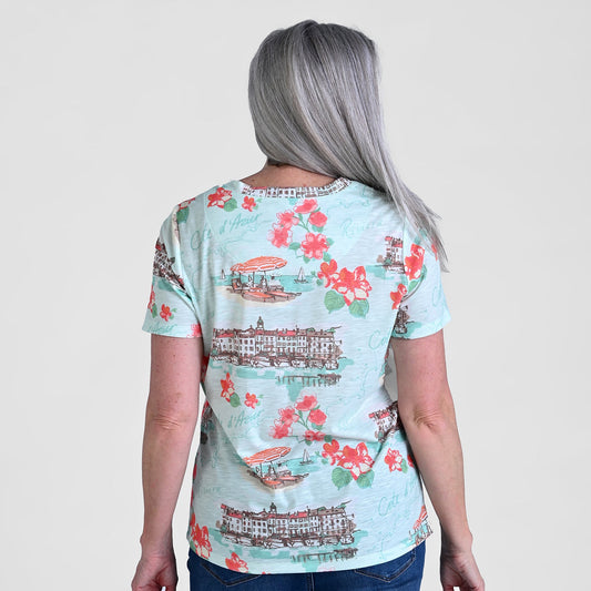 Christopher & Banks Scenic Print V-Neck Tee