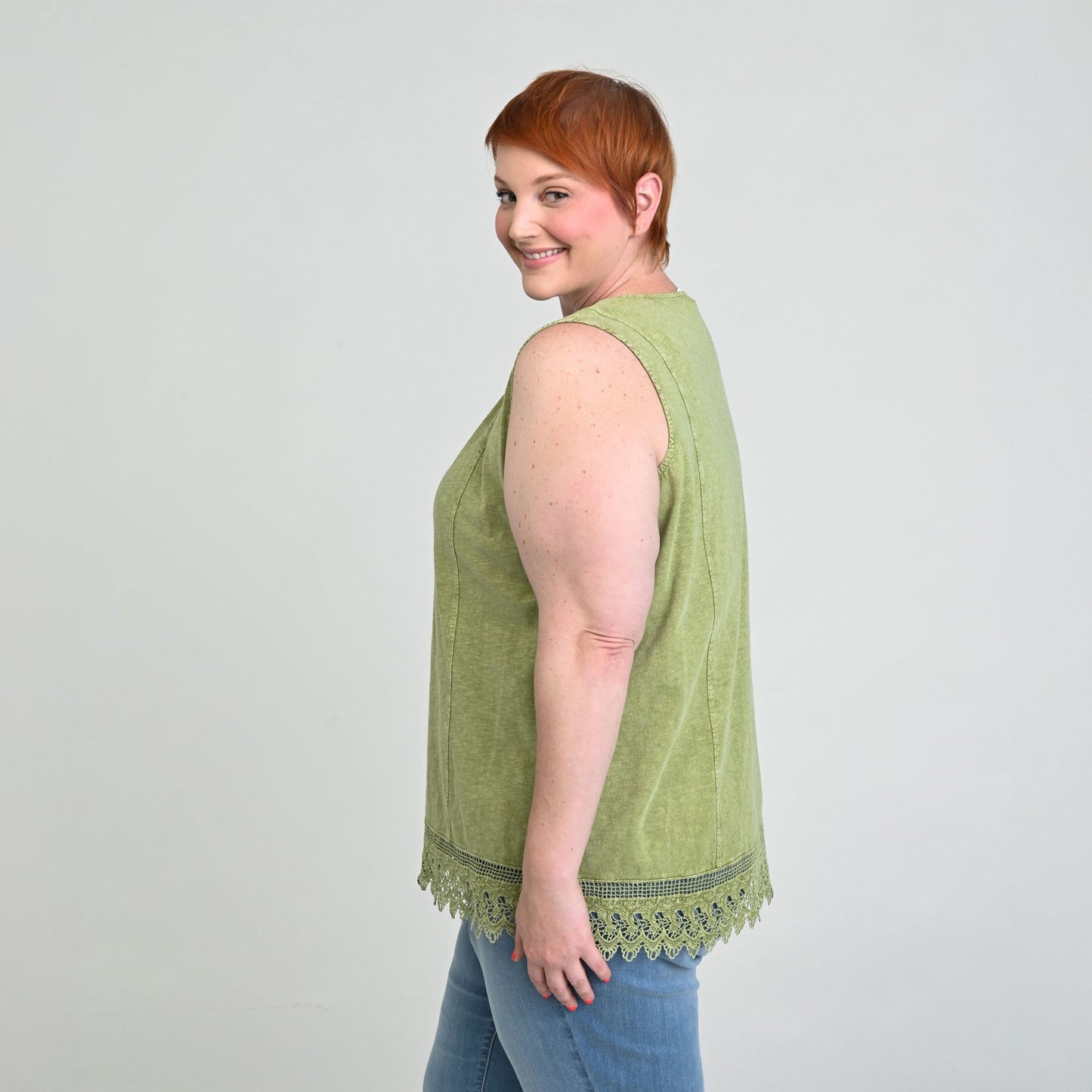 Christopher & Banks Sleeveless Lace Hem Top