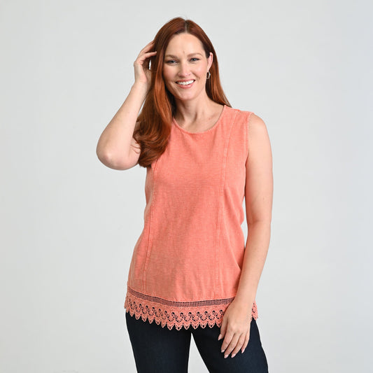 Christopher & Banks Sleeveless Lace Hem Top