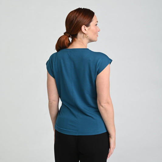 Christopher & Banks Relaxed Restyled Tie Waist Cap Sleeve Tee