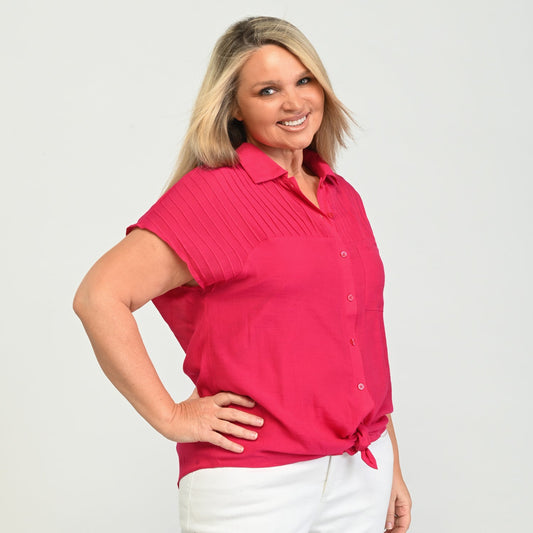 Christopher & Banks Tie Detail Dolman Sleeve Button Up Shirt