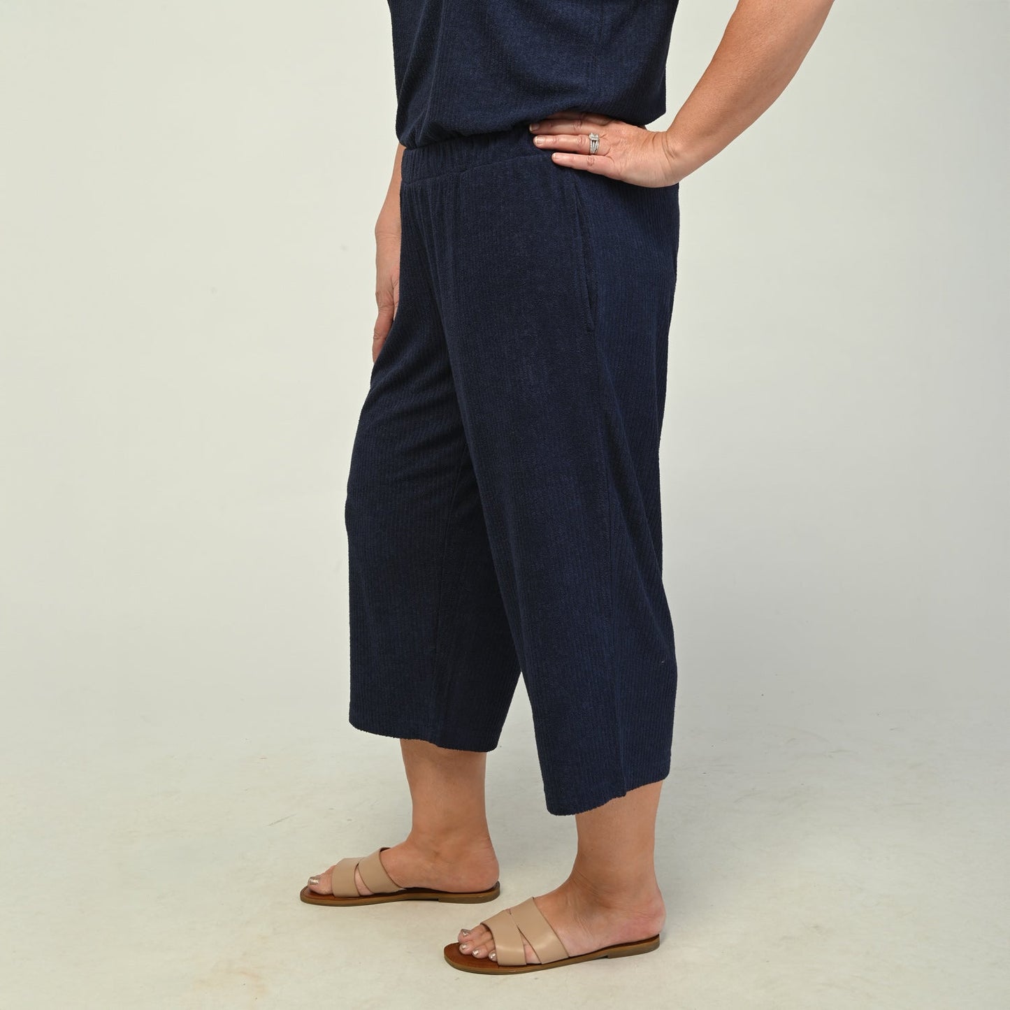 Christopher & Banks Relaxed Restyled Pull On Terry Cropped Pant