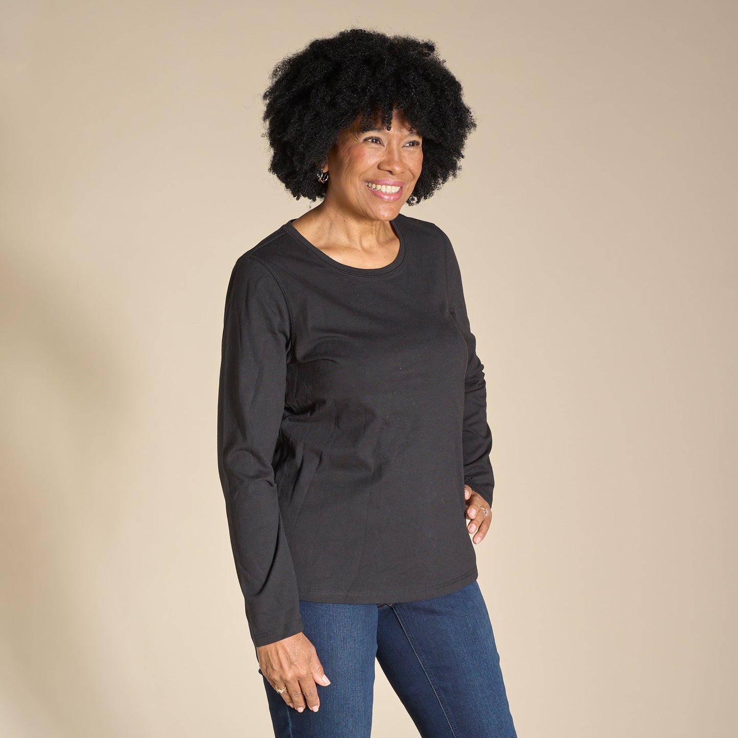 Christopher & Banks Long Sleeve Jewel Neck Perfect Tee