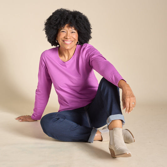 Christopher & Banks Long Sleeve Jewel Neck Perfect Tee