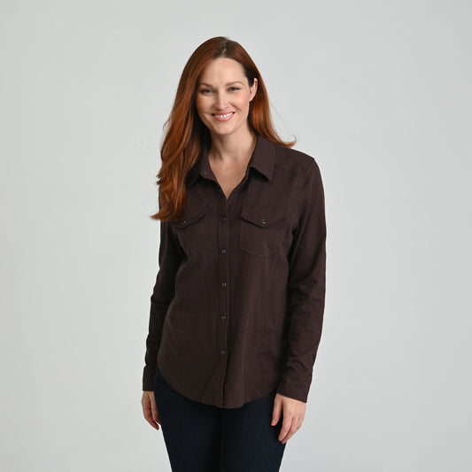 Christopher & Banks Long Sleeve Knit Button Up Top