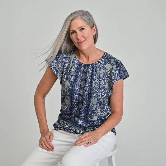 Christopher & Banks Printed Flutter Sleeve Top