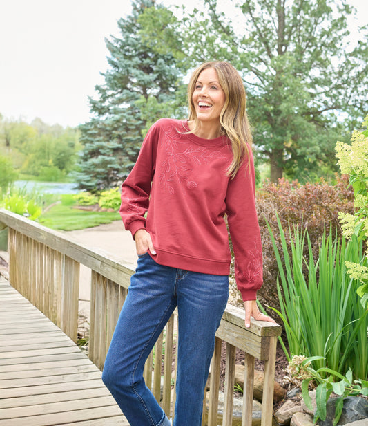 Christopher & Banks Embroidered French Terry Sweatshirt