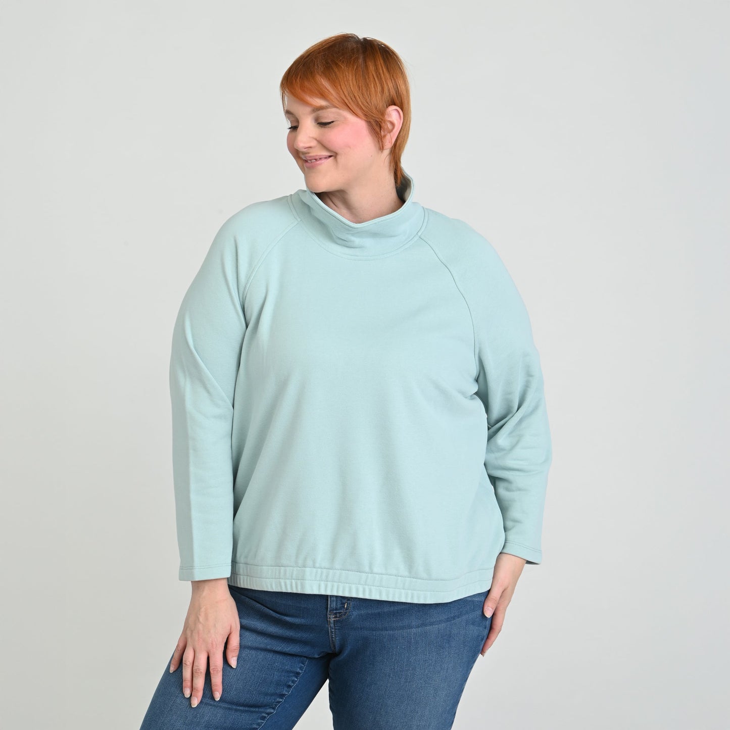 Christopher & Banks Relaxed Restyled French Terry Funnel Neck