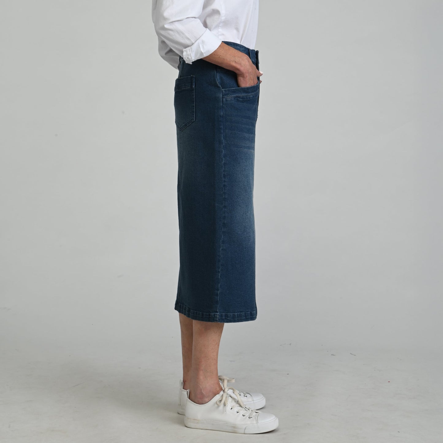 Christopher & Banks Denim Midi Skirt