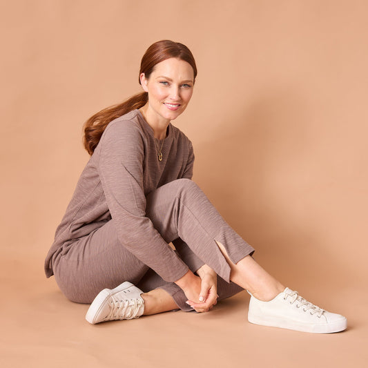 Christopher & Banks Relaxed Restyled Ribbed Pull on Straight Leg Pant