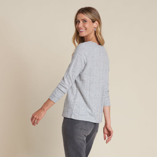 Christopher & Banks Variegated Rib V Neck Top