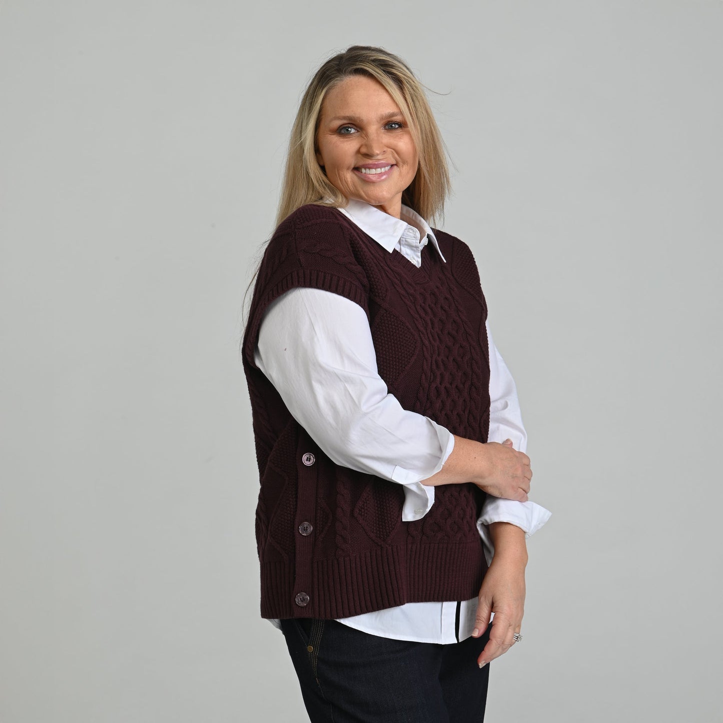 Christopher & Banks Fisherman Stitch Pullover Vest