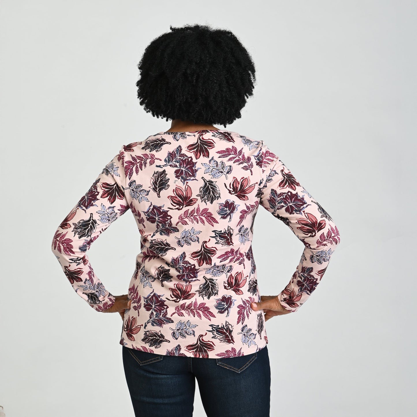 Christopher & Banks Fall Leaf Print Long Sleeve Tee