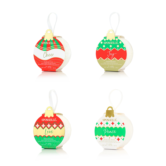 Spongellé Holiday Ornament Assorted Body Wash Infused Buffer Pack