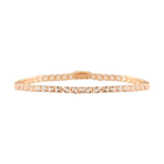 Gem Treasures Sterling Silver 4mm Round Gemstone Tennis Bracelet