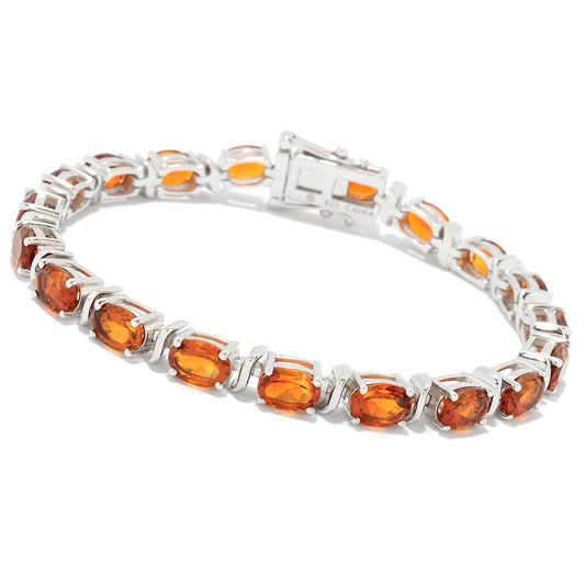 Pinctore Sterling Silver 7x5mm Oval Madeira Citrine Line Bracelet