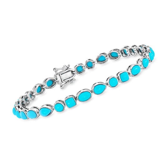 Sterling Silver Sleeping Beauty Turquoise Multi-Shape Line Bracelet