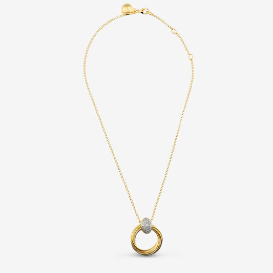 Toscana Italiana 18K Gold Plated Simulated Diamond Interlocking Circle Pendant with Chain