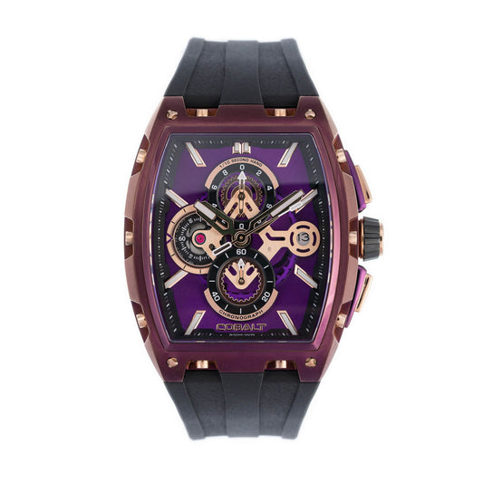 Cobalt Men's 43mm R.P.M Quartz Chronograph Tonneau Strap Watch - Purple
