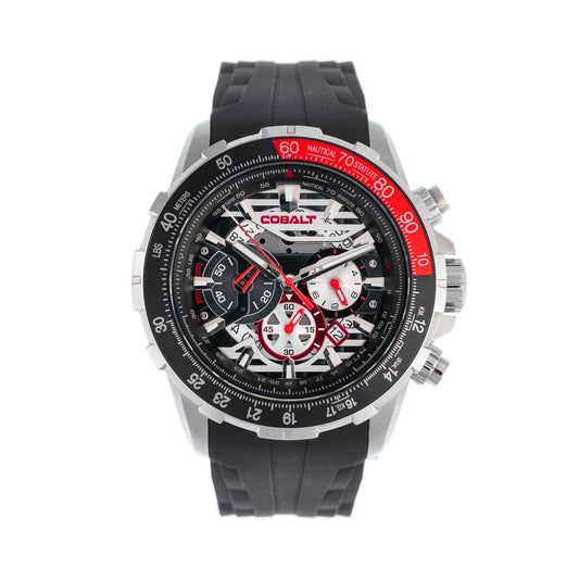 Cobalt Men's 51mm Airborne Quartz Chronograph Silicone Strap Watch - Black