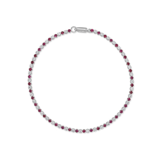 Sabrina Designs 14K Gold 2.02ctw Diamond & Ruby Alternating Tennis Bracelet