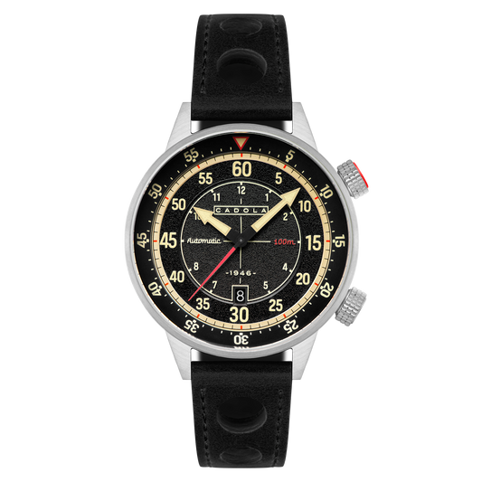 Cadola Men's 46mm Rally Timer Automatic Leather Strap Watch