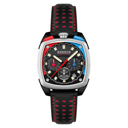 Cadola Men's 39mm Taurus Quartz Chronograph Square Leather Strap Watch