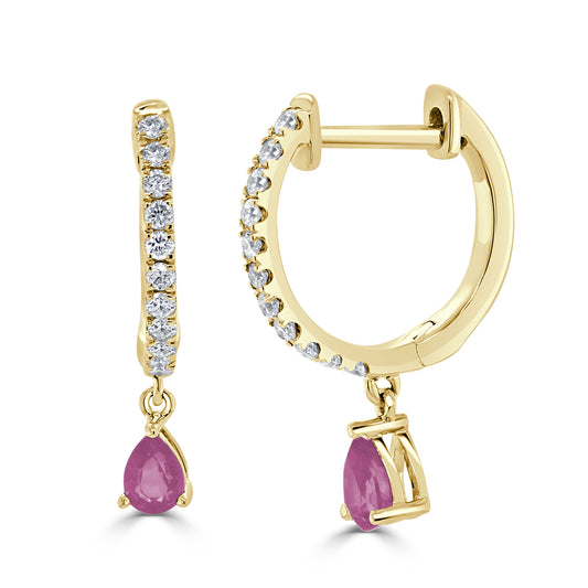 Sabrina Designs 14K Gold Diamond & Gemstone Charm Hoop Earrings
