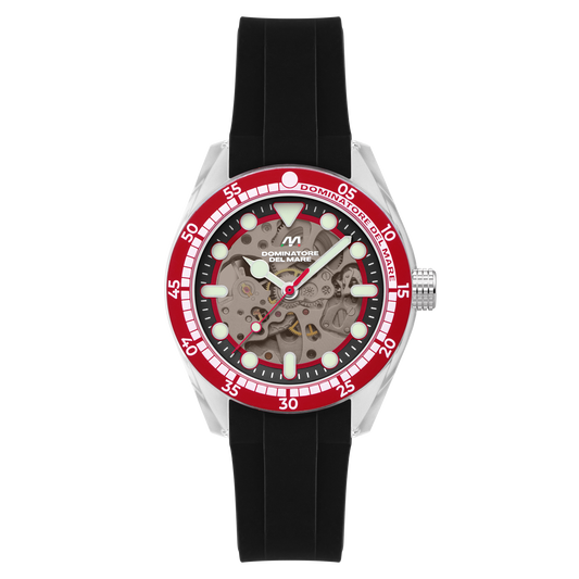 Dominatore Del Mare Men's 42mm Positano Automatic Skeletonized Dial Silicone Strap Watch