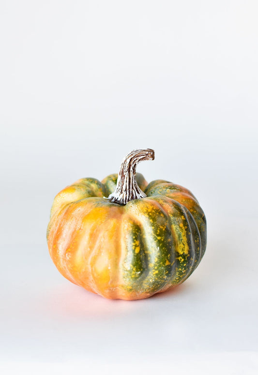 5" x 5.5" Faux Green/Orange Pumpkin