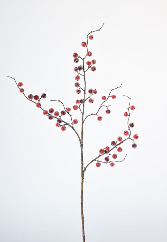 29" Faux Red Sugar Berry Spray Stem